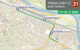 Nezmenená trasa linky č. 31 v smere do centra<br/>DPMŽ