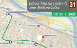 Nová trasa linky č. 31 v smere do Mojšovej Lúčky<br/>DPMŽ