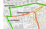 DPMŽ<br/>Trasovanie liniek pri premiestnenej zastávke "Kragujevská"